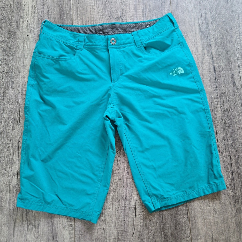 The North Face Womens Horizon Hiking Shorts Teal Blue Size 8 Regular Nylon Blend